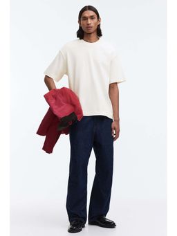 H&M - Men White Loose Fit Interlock T-Shirt