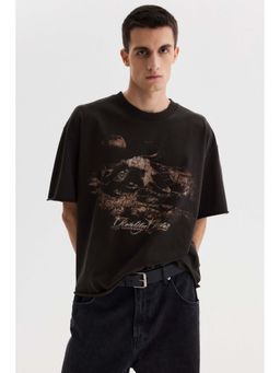 H&M - Men Brown Oversized Fit Boxy-Style T-Shirt