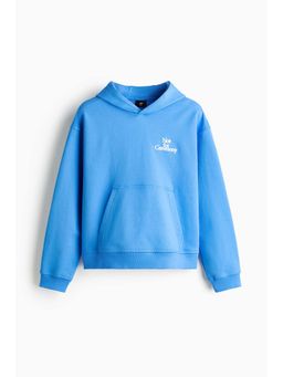 H&M - Men Blue Loose Fit Motif-Detail Hoodie