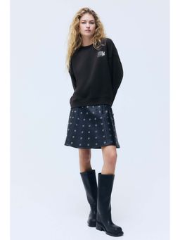 H&M - Women Black Print-Motif Sweatshirt