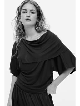 H&M - Women Blue Cape-Detail Jersey Top