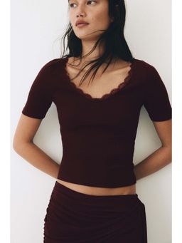 H&M - Women Purple Rib-Knit Top