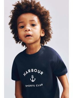 H&M - Boys Navy Blue Printed Cotton T-Shirt