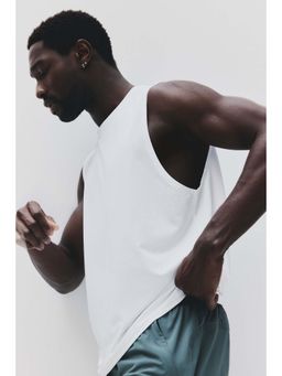H&M - Men White Regular Fit Sports Vest Top with Drymove