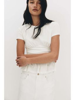 H&M - Women White Jersey Peplum Top