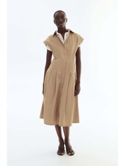 H&M - Women Beige Cotton Poplin Shirt Dress