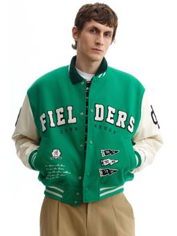 H&M - Men Green Motif-Detail Baseball Jacket