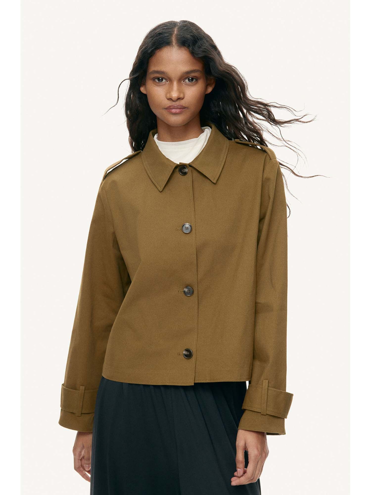 h&m Women Green Trench-Look Cotton Jacket-picture-16