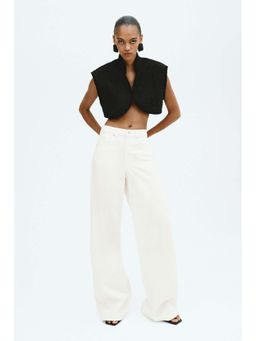 H&M - Women White Wide High Waist Jeans