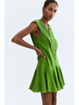 H&M - Women Green Linen-Blend Dress