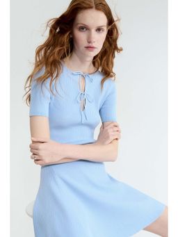 H&M - Women Blue Rib-Knit Mini Dress