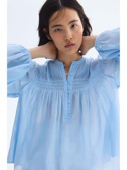 H&M - Women Blue Pintucked Blouse