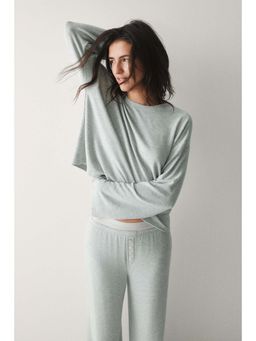 H&M - Women Grey Brushed Jersey T-Shirt & Pyjama