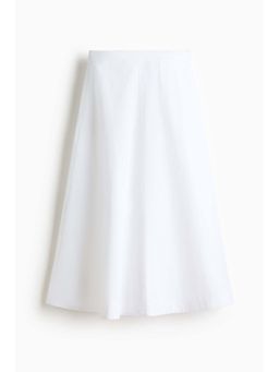 H&M - Women White Cotton Twill Midi Skirt