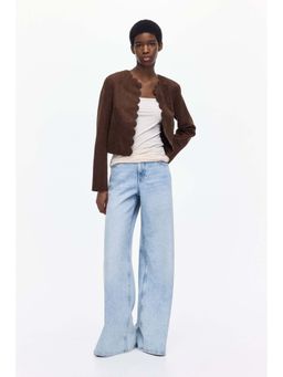 H&M - Women Brown Scalloped-Edge Jacket