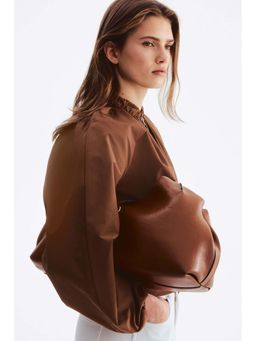 H&M - Women Brown Gathered Bomber Jacket