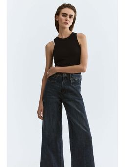 H&M - Women Blue Wide High Waist Ankle Jeans