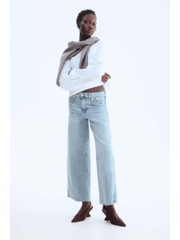 H&M - Women Blue Wide High Waist Ankle Jeans