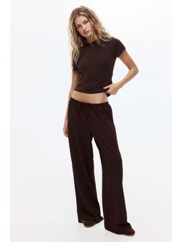 H&M - Women Brown Textured Jersey Drawstring Pant