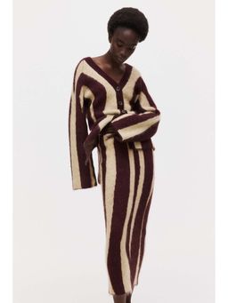 H&M - Women Multi-Color Jacquard-Knit Mohair-Blend Skirt