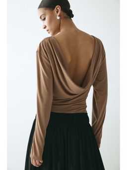 H&M - Women Brown Cowl-Back Jersey Top