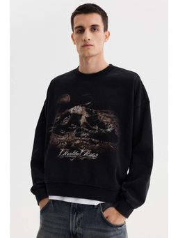H&M - Men Black Oversized Fit Sweatshirt