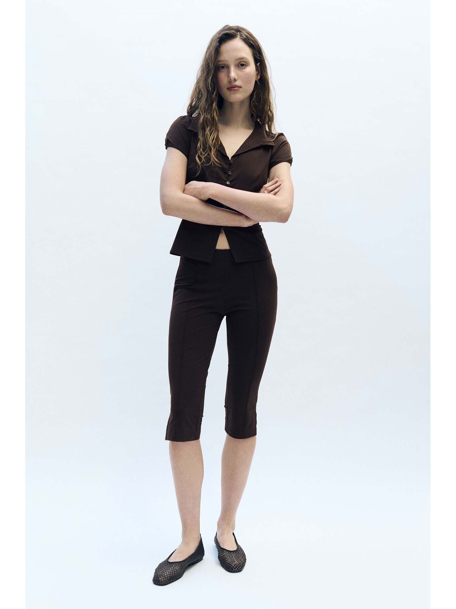 h&m Women Brown Capri trousers-picture-2