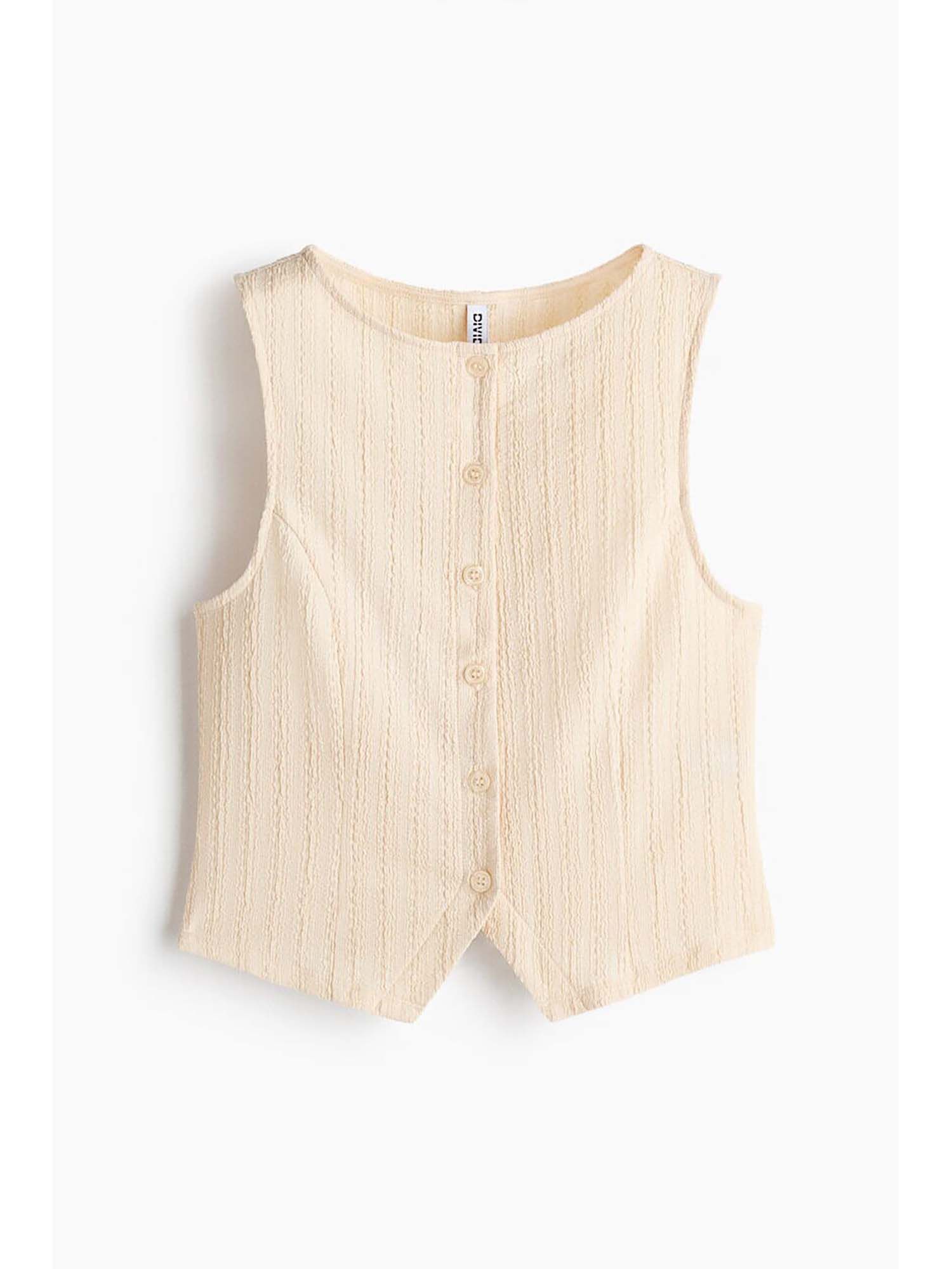 h&m Women Beige Textured Jersey Waistcoat-picture-28