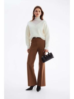 H&M - Women Brown Belted bootcut trousers