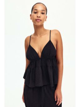 H&M - Women Grey Linen-blend strappy top