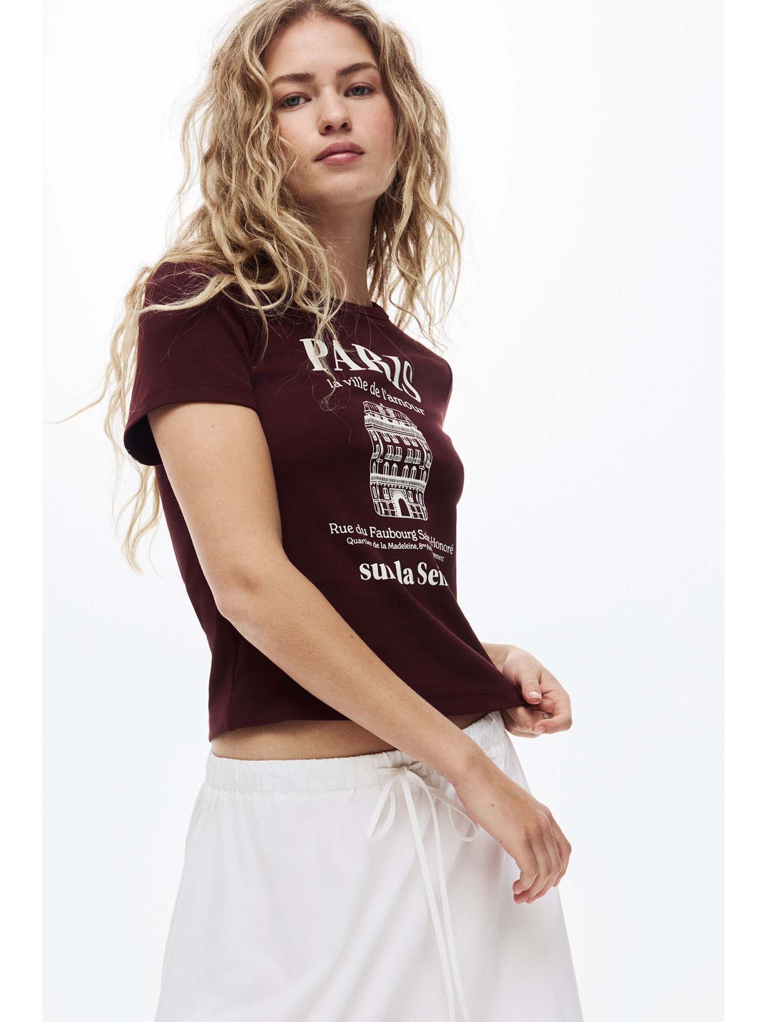 Women Red Print-Motif T-Shirt-image-14