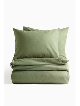 H&M - Green Cotton double/king duvet cover set