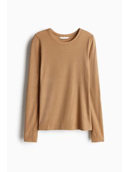 H&M - Women Beige Ribbed Top