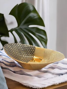 At Home by Nilkamal - Dewdrop Glamor Large Decorative Platter -Gold
