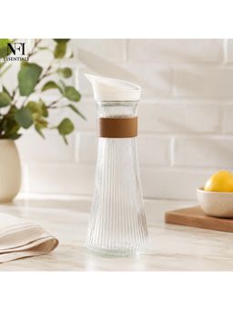 NFI Essentials - Juice Carafe With Lid, Premium Clear Glass Water Jug For Refrigerator, Dining Table