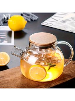 NFI Essentials - Glass Teapot With Bamboo Lid & Stainless Steel Coil Filter, Glass Tea Pot