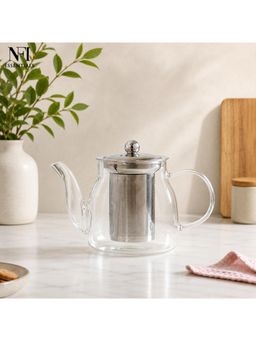 NFI Essentials - Glass Teapot With Removable Stainless Steel Tea Infuser & Lid, Transparent Tea