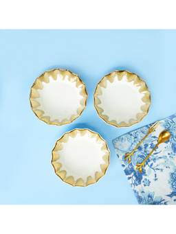 Voncasa - Make Joy Special Unisex Set Of 3 Scalloped Ceramic Bowls