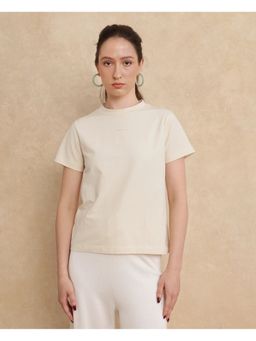 RAREISM - Women Off White Cotton Blend Crew Neck T-Shirt