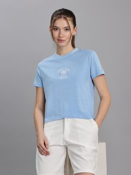 Tommy Hilfiger - Women Blue Cotton Crew Neck T-Shirt
