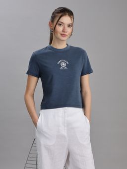 Tommy Hilfiger - Women Blue Cotton Crew Neck T-Shirt