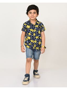Lil Drama - Sassy Boho Boys Navy Shirt From the Sibling Collection