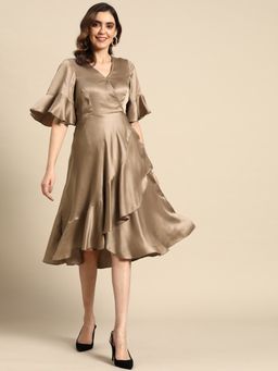 Mabish By Sonal Jain - Midi Over Lap Frill Dress