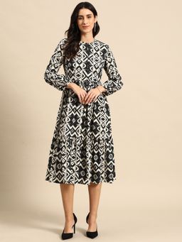 Mabish By Sonal Jain - Midi Layered Dress with Balloon Sleeve