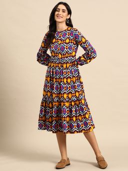 Mabish By Sonal Jain - Midi Layered Dress with Balloon Sleeve