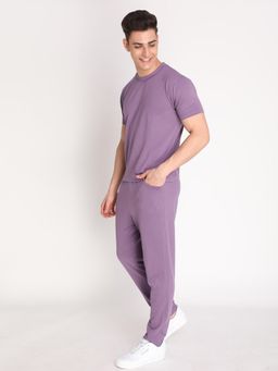 CHKOKKO - Men Purple Solid Regular Fit Co-Ord (Set of 2)