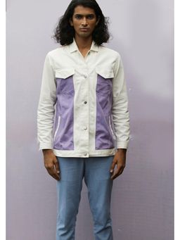 Nirmooha - White Stitch Detailing Panel Denim Jacket