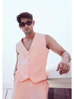 Nirmooha - Peach Side Pockets Vest Coat