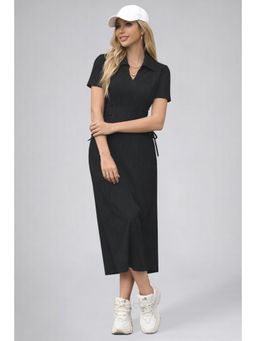 Twenty Dresses by Nykaa Fashion - Womens Black Solid Color Midi Western Party Dress for Women