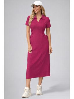 Twenty Dresses by Nykaa Fashion - Womens Hot Pink Solid Color Midi Western Party Dress for Women
